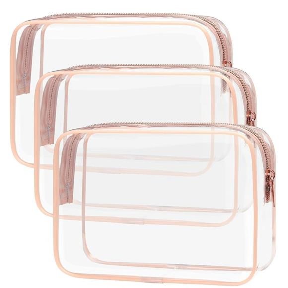 Clear Makeup Bag Zipper 3 Pack Beauty Cosmetic Bag TSA Approved Toiletry Bag - Picture 1 of 6